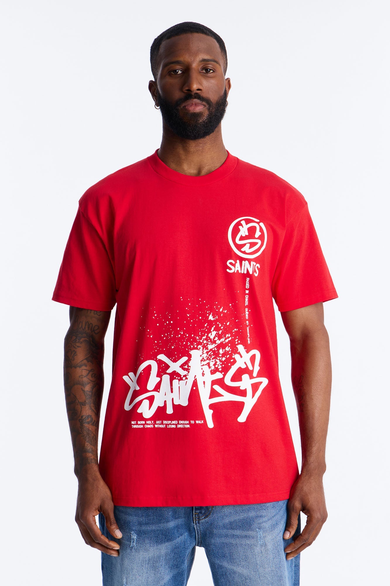 Saints Off The Wall Oversized Short Sleeve Tee - Red
