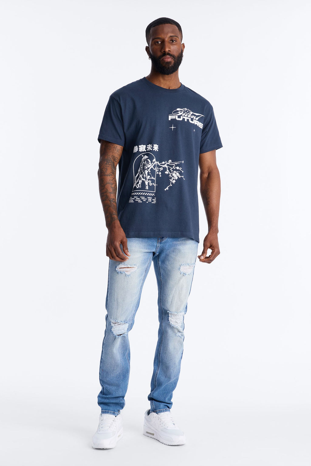 Silent Future Oversized Short Sleeve Tee - Navy