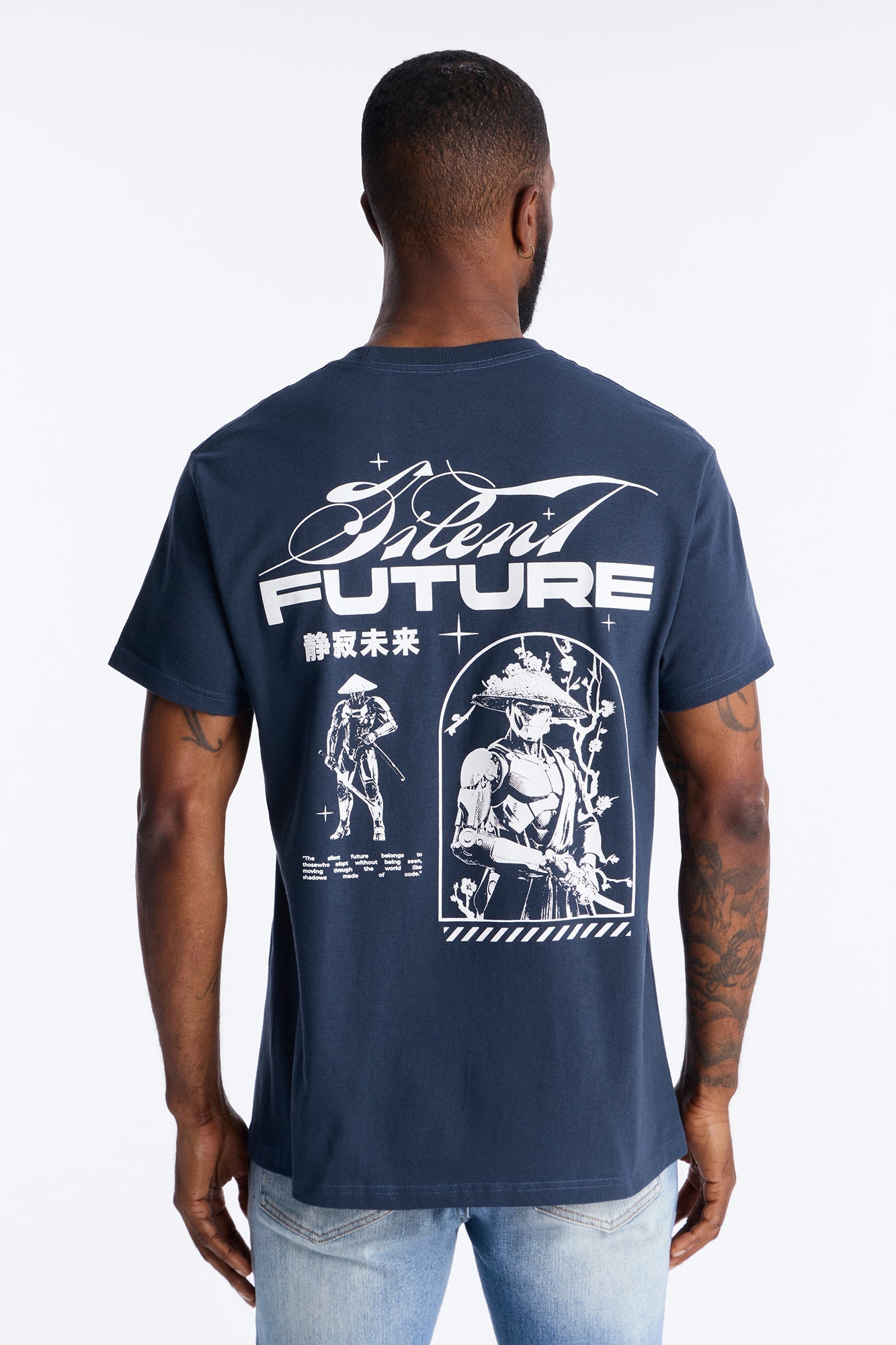 Silent Future Oversized Short Sleeve Tee - Navy