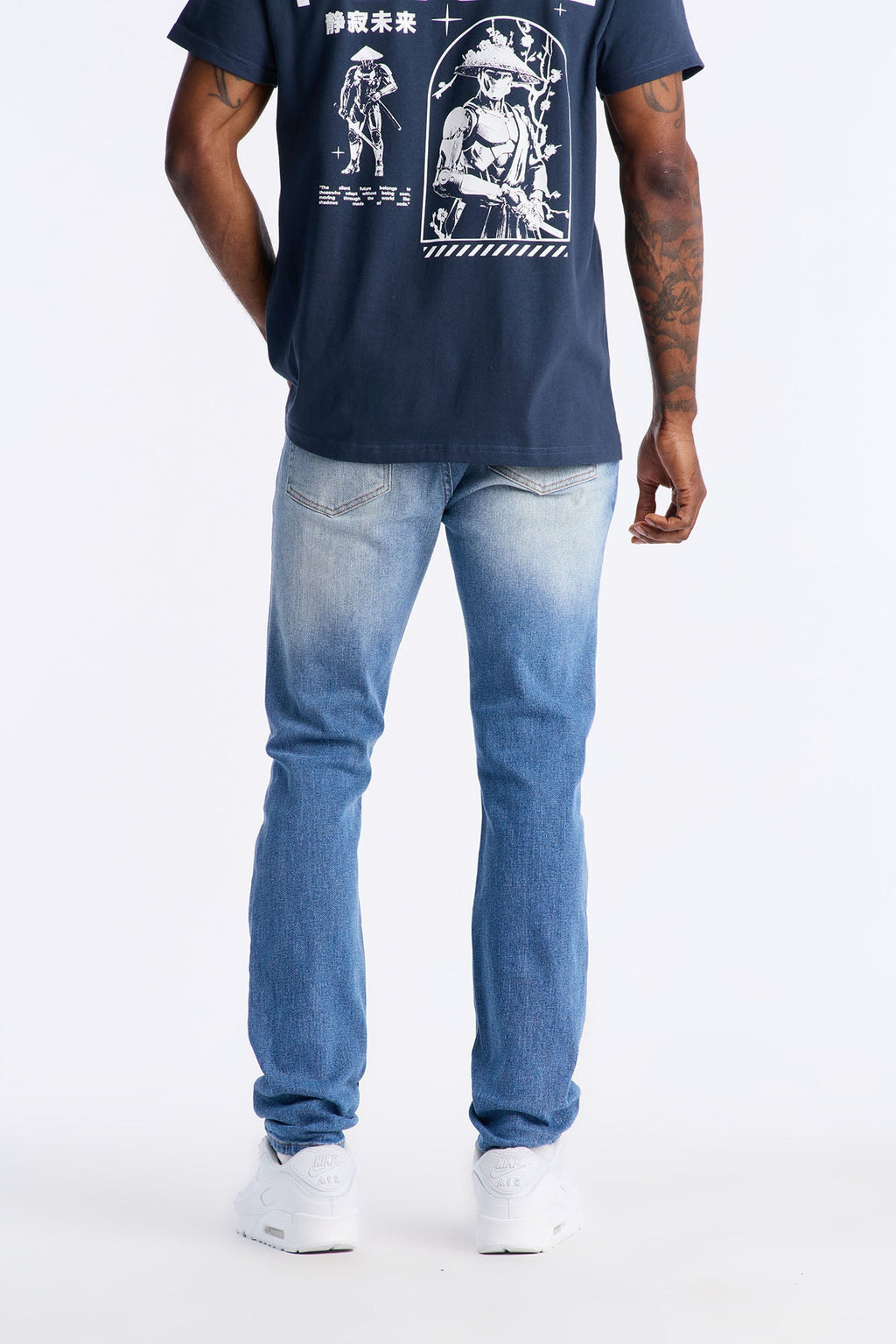 Essential Destroyed Skinny Stretch Jean - Medium Blue Wash