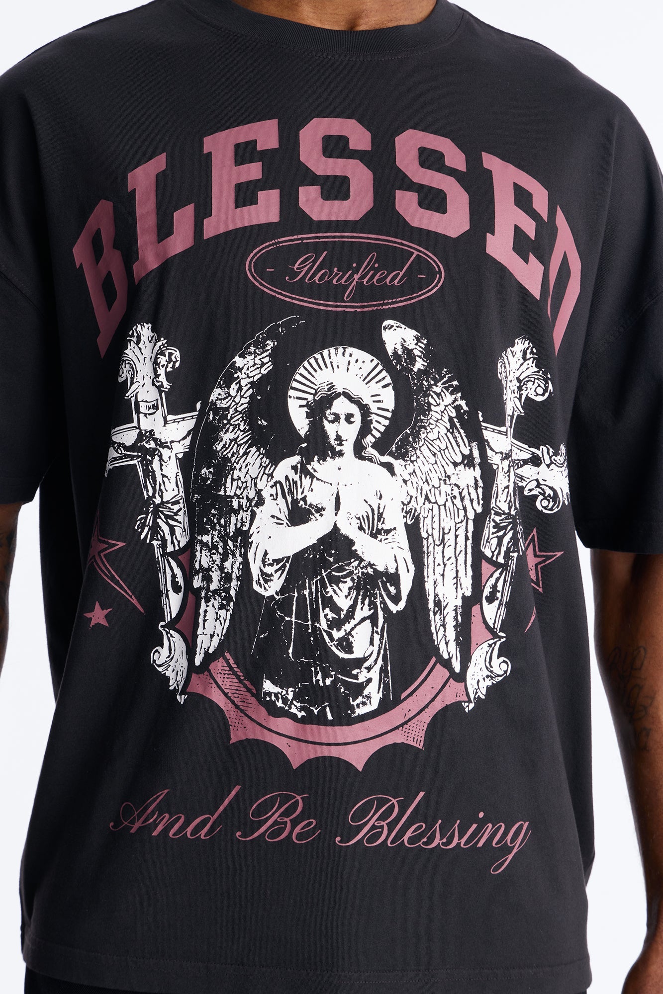 Blessed Glorified Oversized Short Sleeve Tee - Black Wash