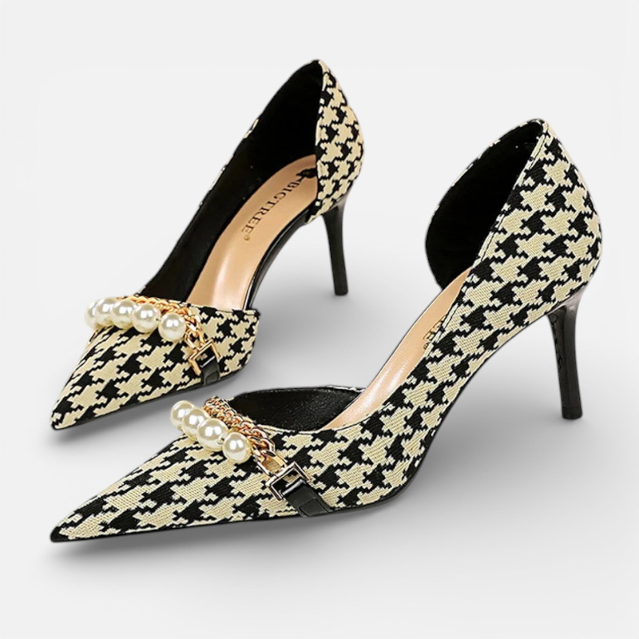 CIVI | Women’s Checked Grain Heels – Refined Banquet Style