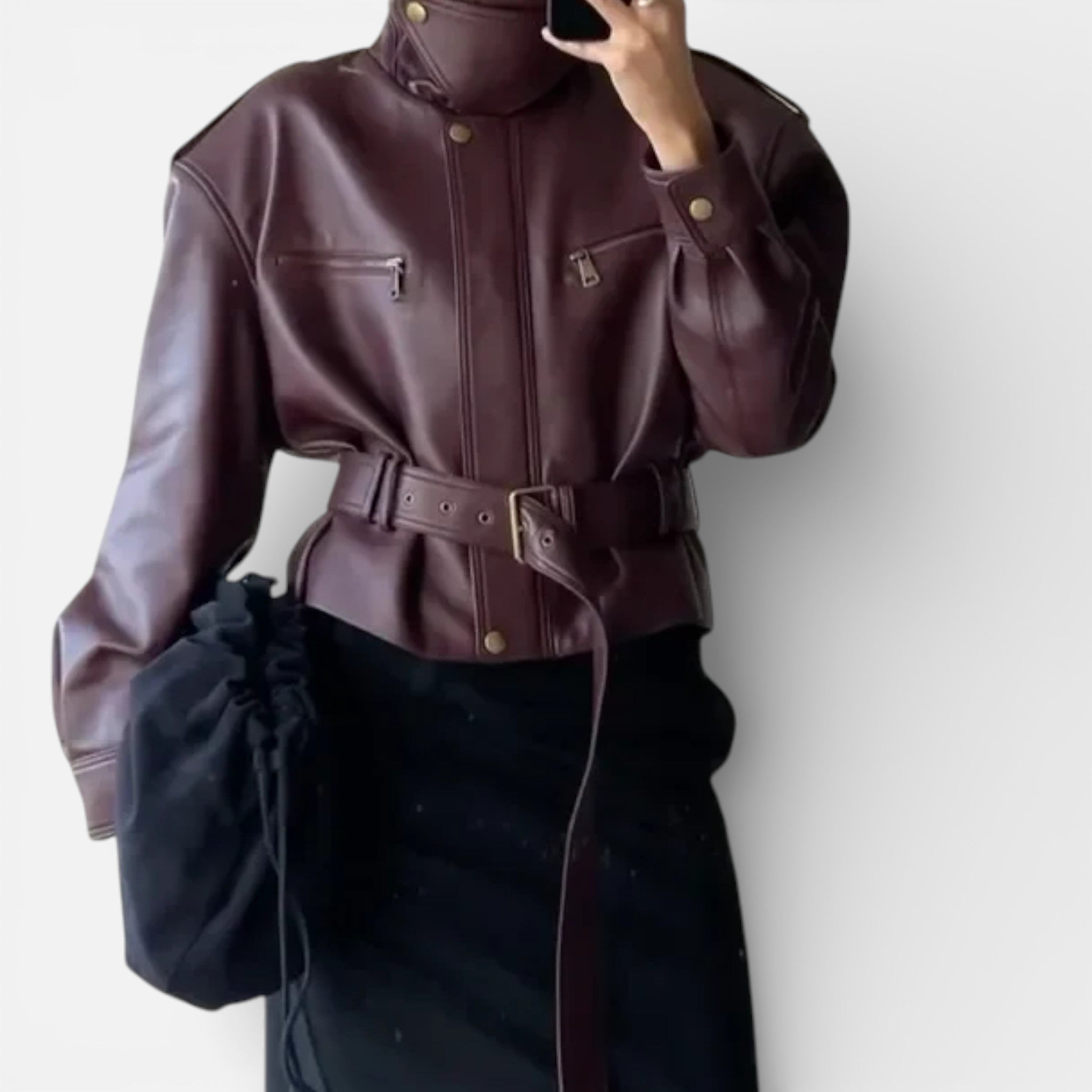 CIVI | Women’s Waist-Cinched Jacket – Heritage Burgundy Elegance