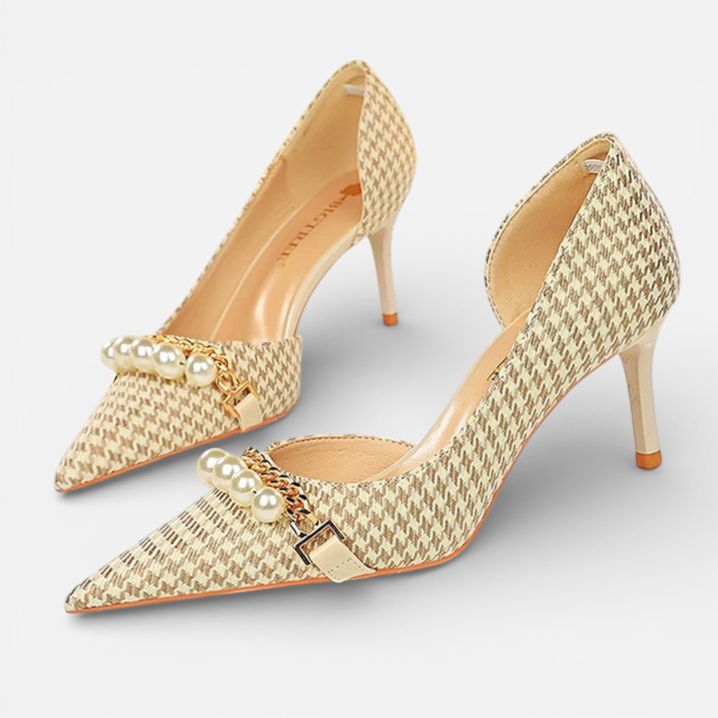 CIVI | Women’s Checked Grain Heels – Refined Banquet Style