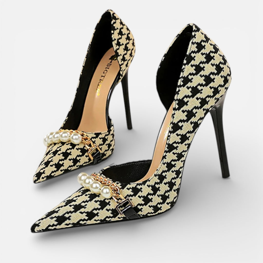 CIVI | Women’s Checked Grain Heels – Refined Banquet Style