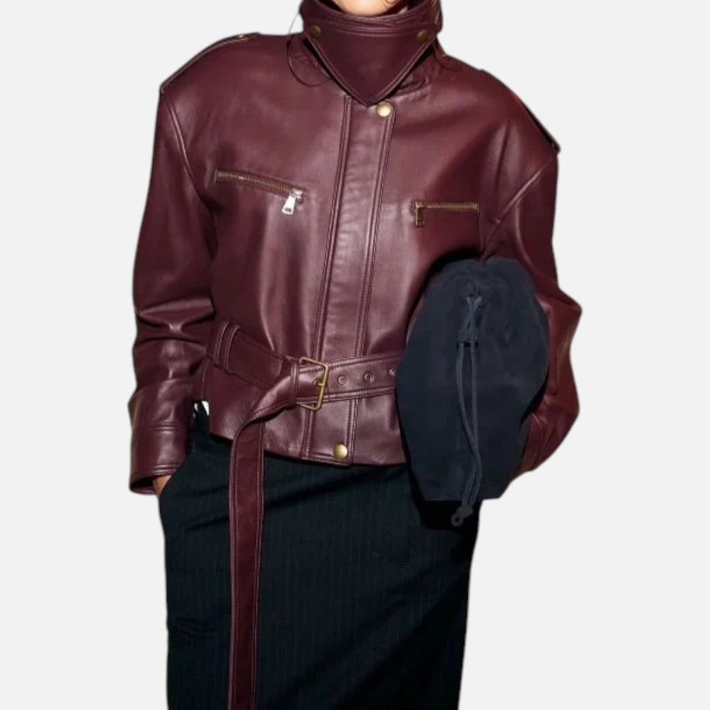 CIVI | Women’s Waist-Cinched Jacket – Heritage Burgundy Elegance