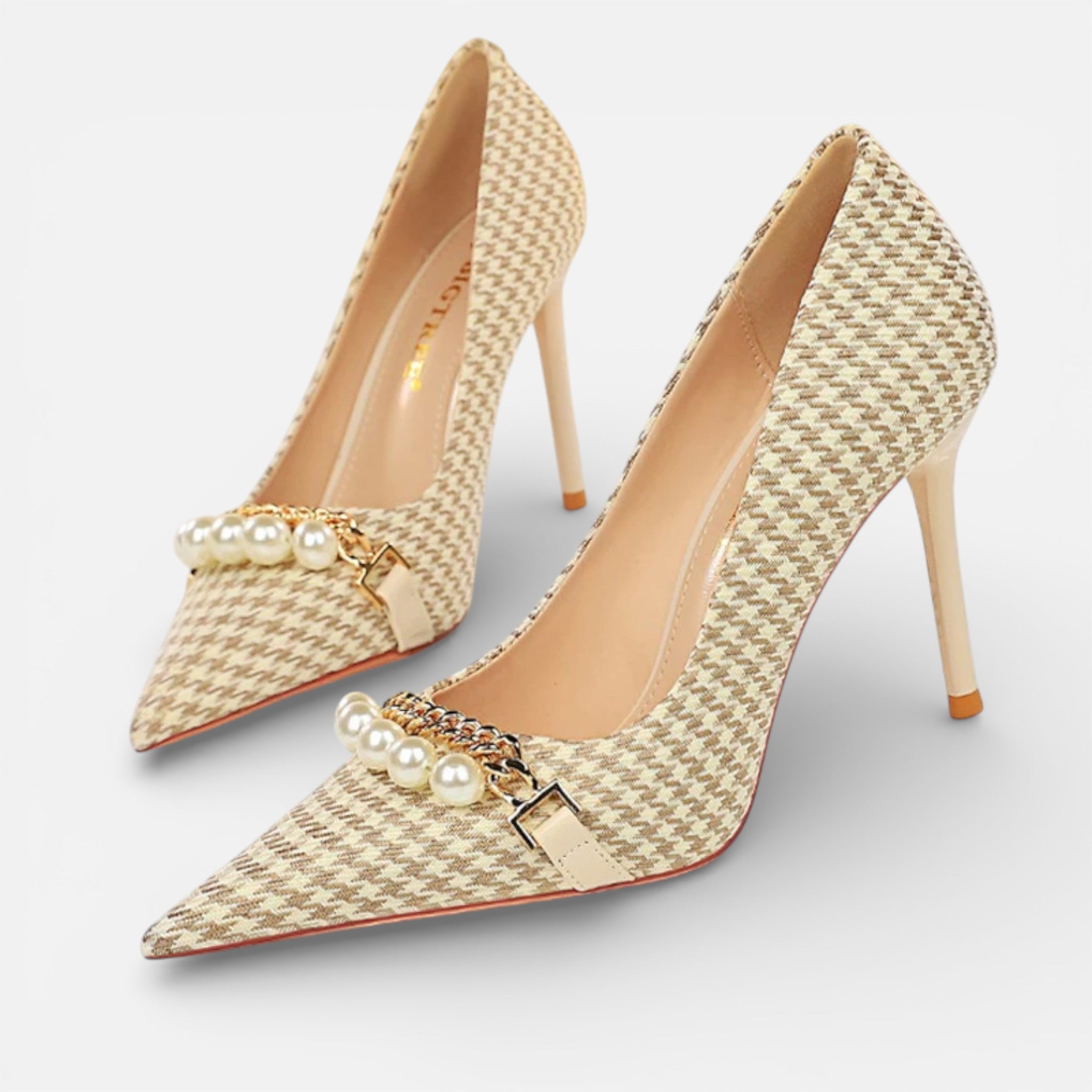 CIVI | Women’s Checked Grain Heels – Refined Banquet Style